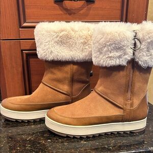 Koolaburra Tan Fur-Trimmed Winter Boots